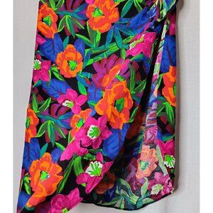 Vintage 90s Pacific Connections One Size Wrap Sarong Skirt Tropical Floral Beach